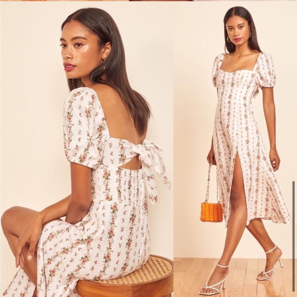 Reformation Dresses & Skirts - Reformation Denver linen midi dressing heath poppyseed